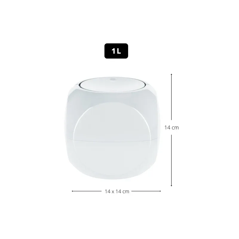 Spirella DICE 1L White Polypropylene Tipping Bin - Modern Compact Bathroom Trash Can - Gomix Brands Outlet