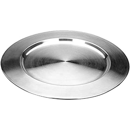 Ibili Premium Stainless Steel Dinner Plate, 32cm  Round, Durable Silver Finish