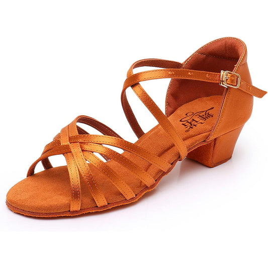 ReadJade KID's Satin Latin Dance Shoes with Adjustable Buckle