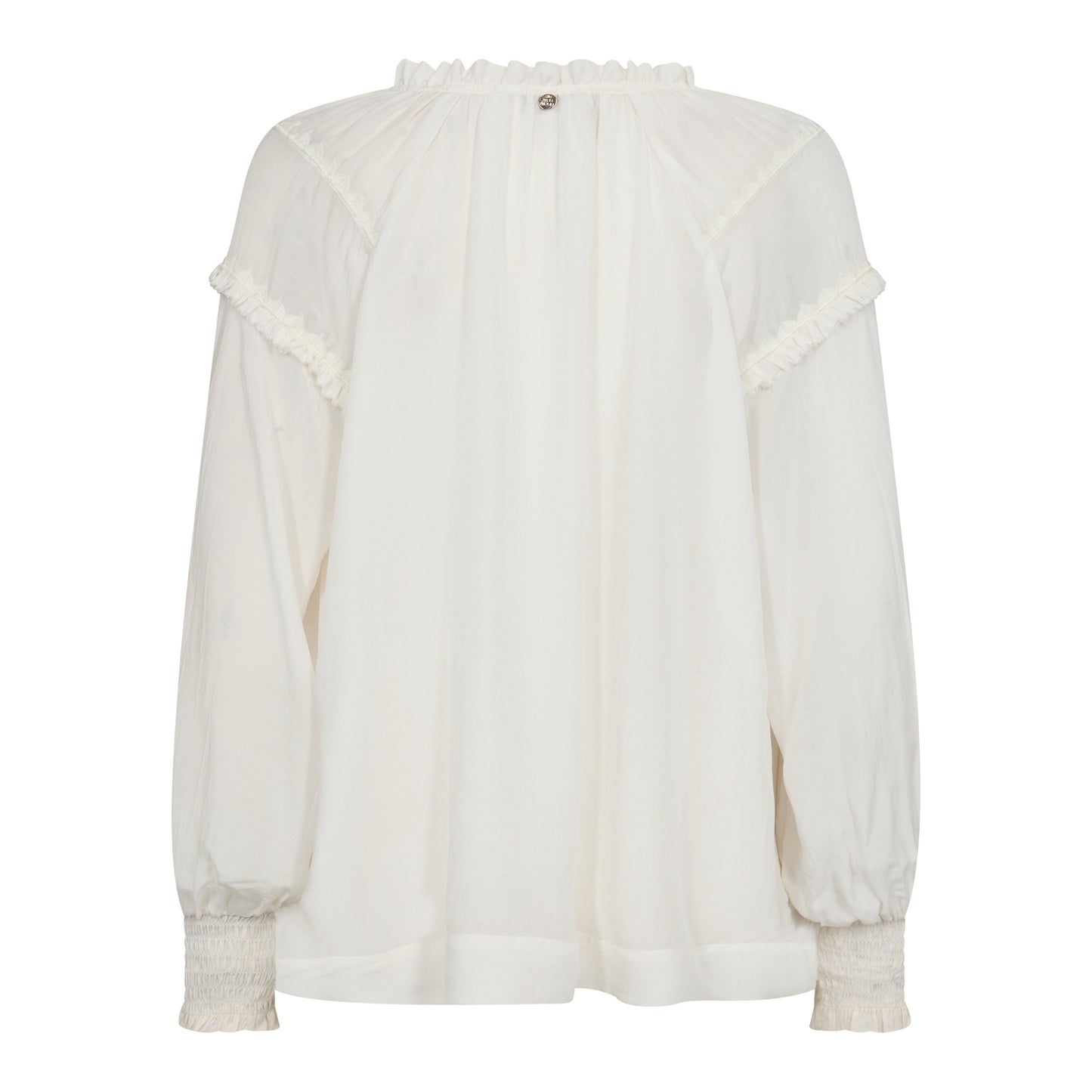 Mos Mosh Arb Sansa Embroidered V-Neck Blouse - Ecru Long-Sleeve Top