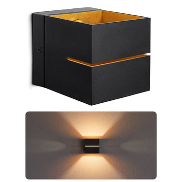 KOURA Modern Black Gold Up Down LED Wall Light Fixture for Indoor Decor