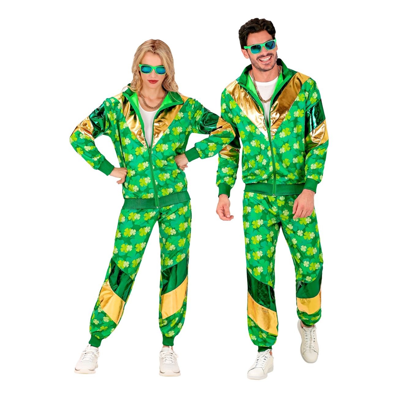 Lucky Shamrock Green St. Patrick's Day Tracksuit Costume with Gold Accents