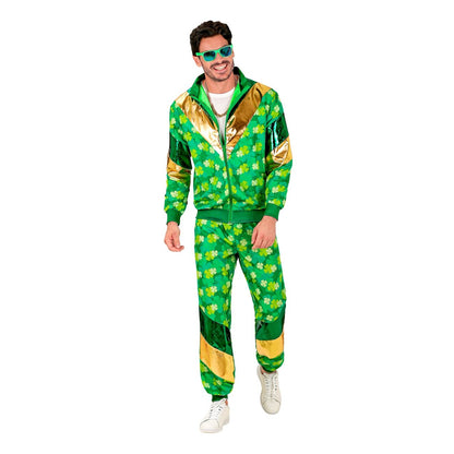 Lucky Shamrock Green St. Patrick's Day Tracksuit Costume with Gold Accents