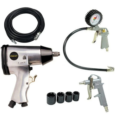Stanley 1/2 Inch Air Impact Wrench Kit with Sockets and Gauge - Gomix Brands Outlet