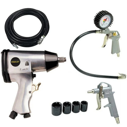 Stanley 1/2 Inch Air Impact Wrench Kit with Sockets and Gauge - Gomix Brands Outlet