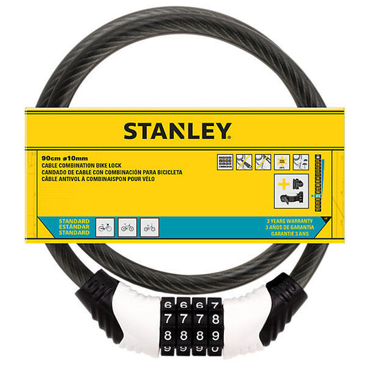 Stanley Medium Black Resettable 4-Digit Combination Anti-Theft Bike Cable Lock