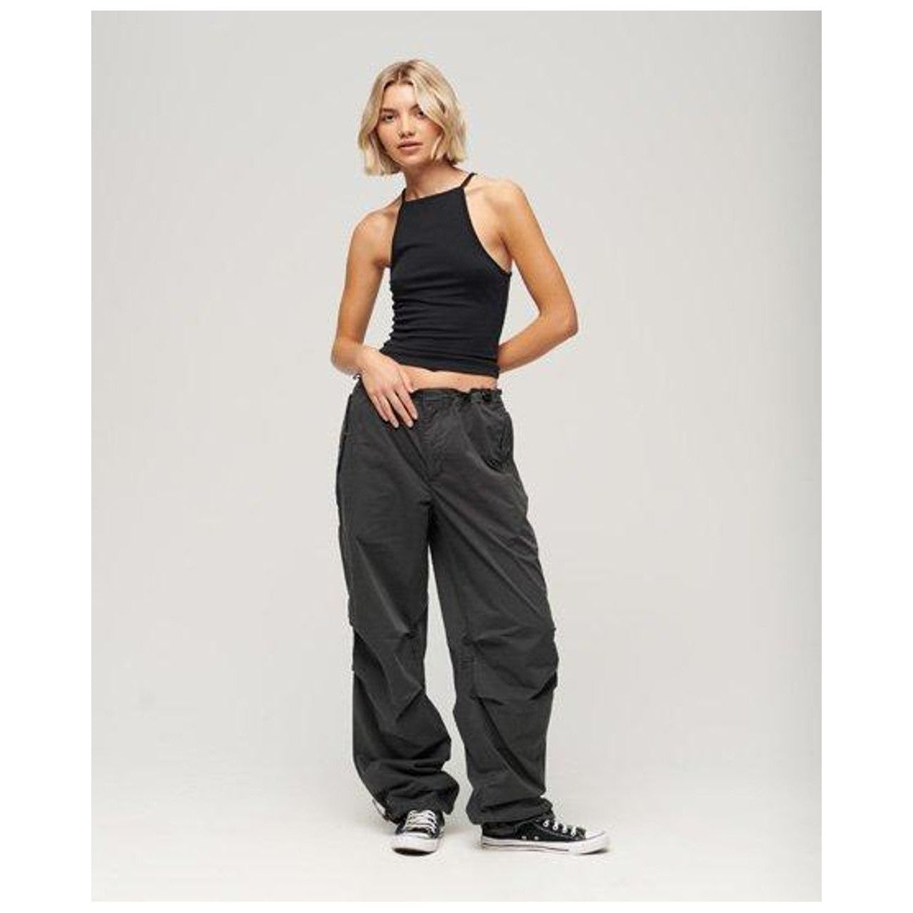 Superdry X Ringspun Women's Washed Black Boyfriend Cargo Pants - Loose Fit