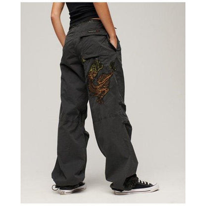 Superdry X Ringspun Women's Washed Black Boyfriend Cargo Pants - Loose Fit