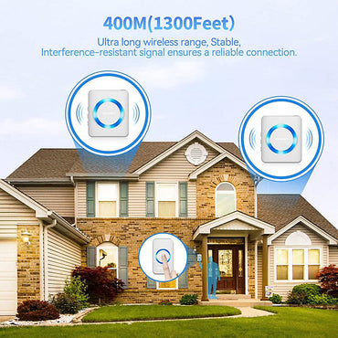 TeckNet Twin Wireless Doorbell Kit: IP65 Waterproof, 1300ft Range, 60 Chimes