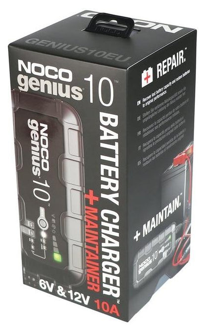NOCO GENIUS10 Smart 10-Amp Battery Charger: 6V/12V Lithium, Lead-Acid, Gel, AGM Batteries
