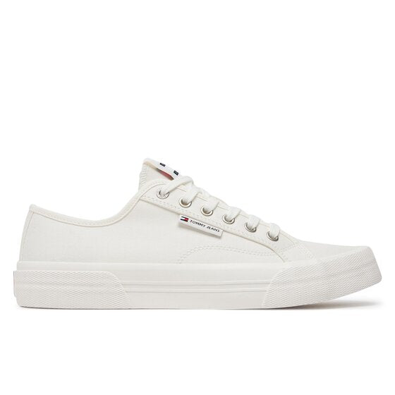 Classic White Canvas Low-Top Sneakers for Men by Tommy Jeans
