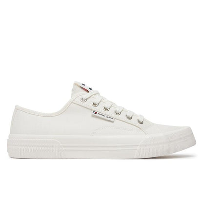 Classic White Canvas Low-Top Sneakers for Men by Tommy Jeans