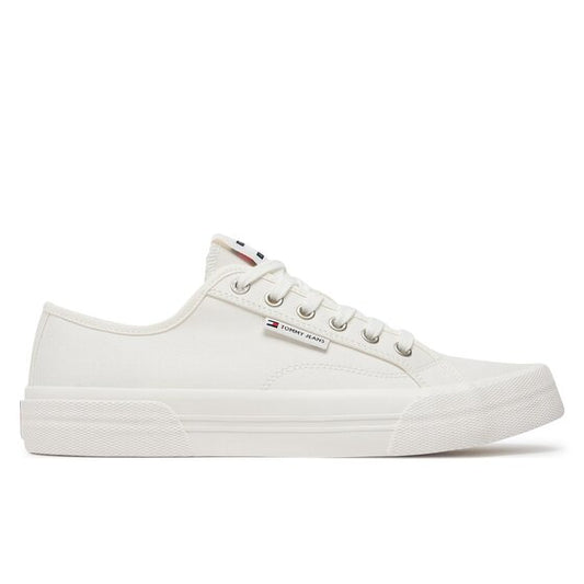 Classic White Canvas Low-Top Sneakers for Men by Tommy Jeans