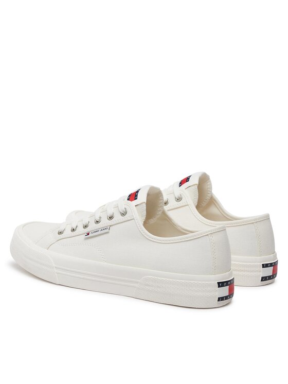 Classic White Canvas Low-Top Sneakers for Men by Tommy Jeans