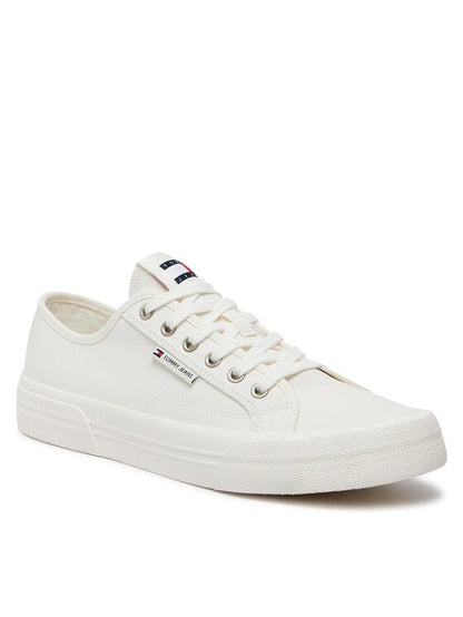 Classic White Canvas Low-Top Sneakers for Men by Tommy Jeans