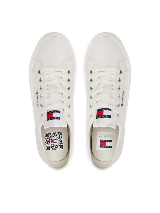 Classic White Canvas Low-Top Sneakers for Men by Tommy Jeans