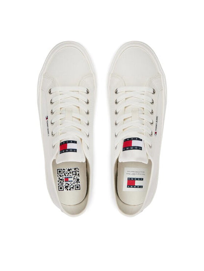 Classic White Canvas Low-Top Sneakers for Men by Tommy Jeans