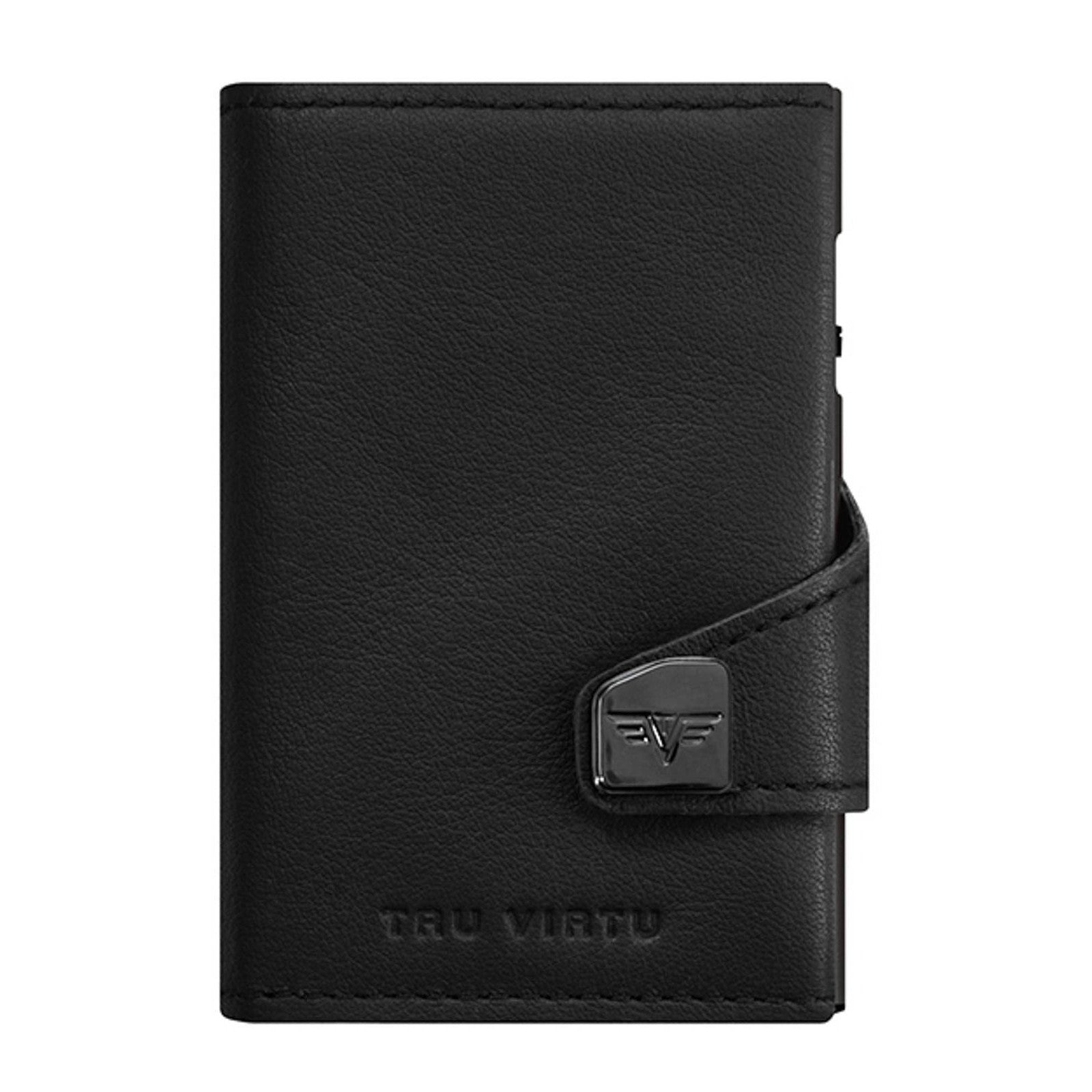 TRU VIRTU Nappa Black Leather RFID Blocking Click & Slide Double Wallet