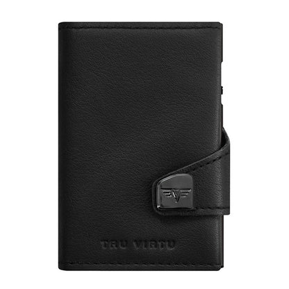 TRU VIRTU Nappa Black Leather RFID Blocking Click & Slide Double Wallet