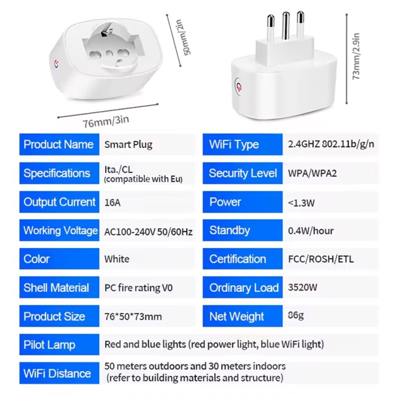 Tuya BSD60-ITA Italian Smart Plug 16A 3680W