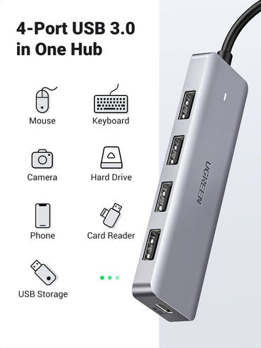 UGREEN Ultra Slim 4‑Port USB‑C Hub with 5Gbps Data Transfer
