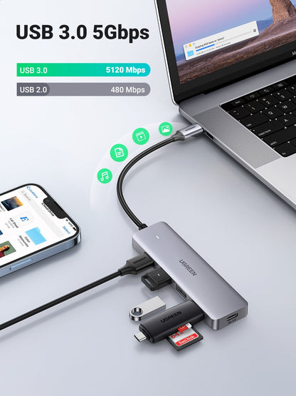 UGREEN Ultra Slim 4‑Port USB‑C Hub with 5Gbps Data Transfer