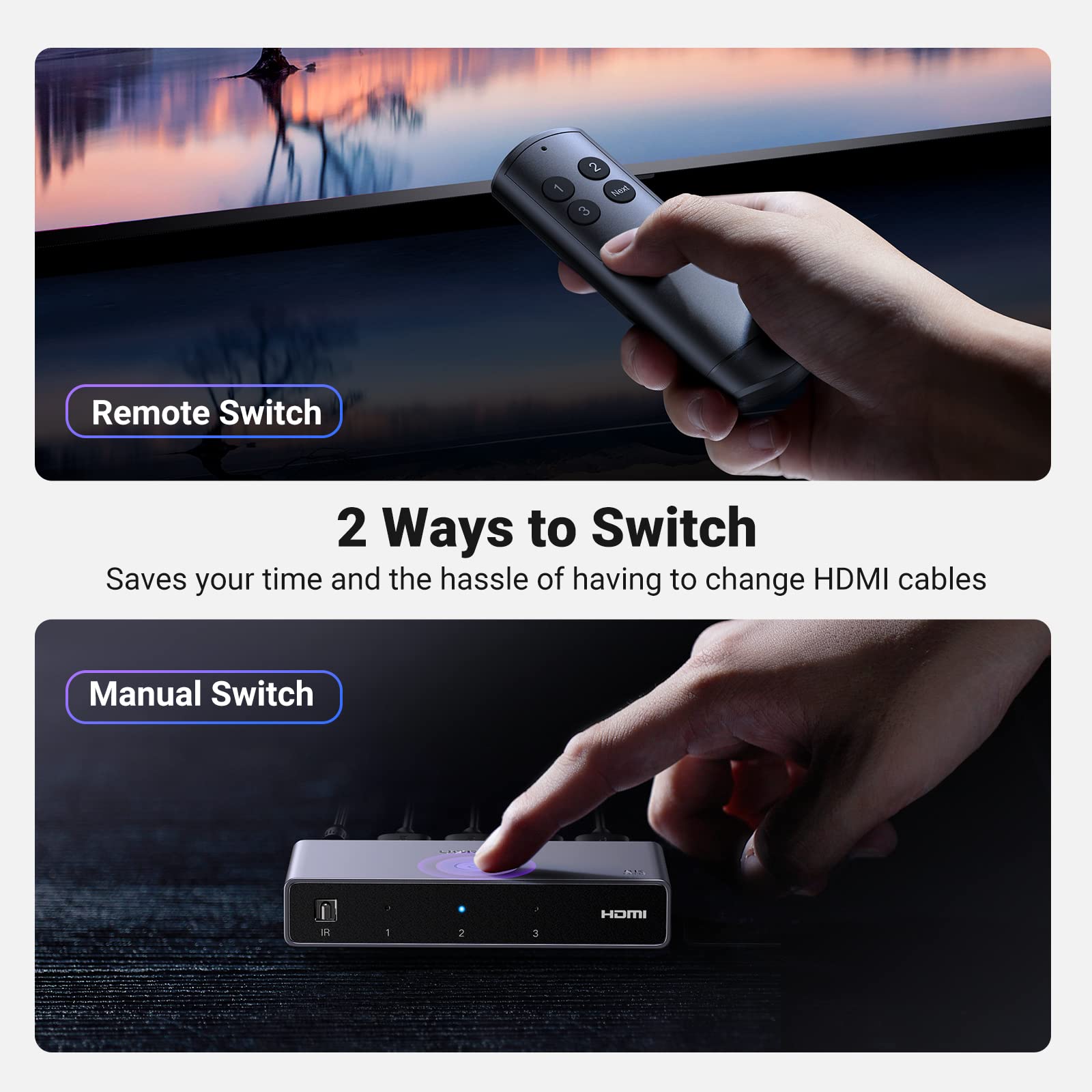 UGREEN 3-in-1 Out 4K@120Hz HDMI 2.1 Switch