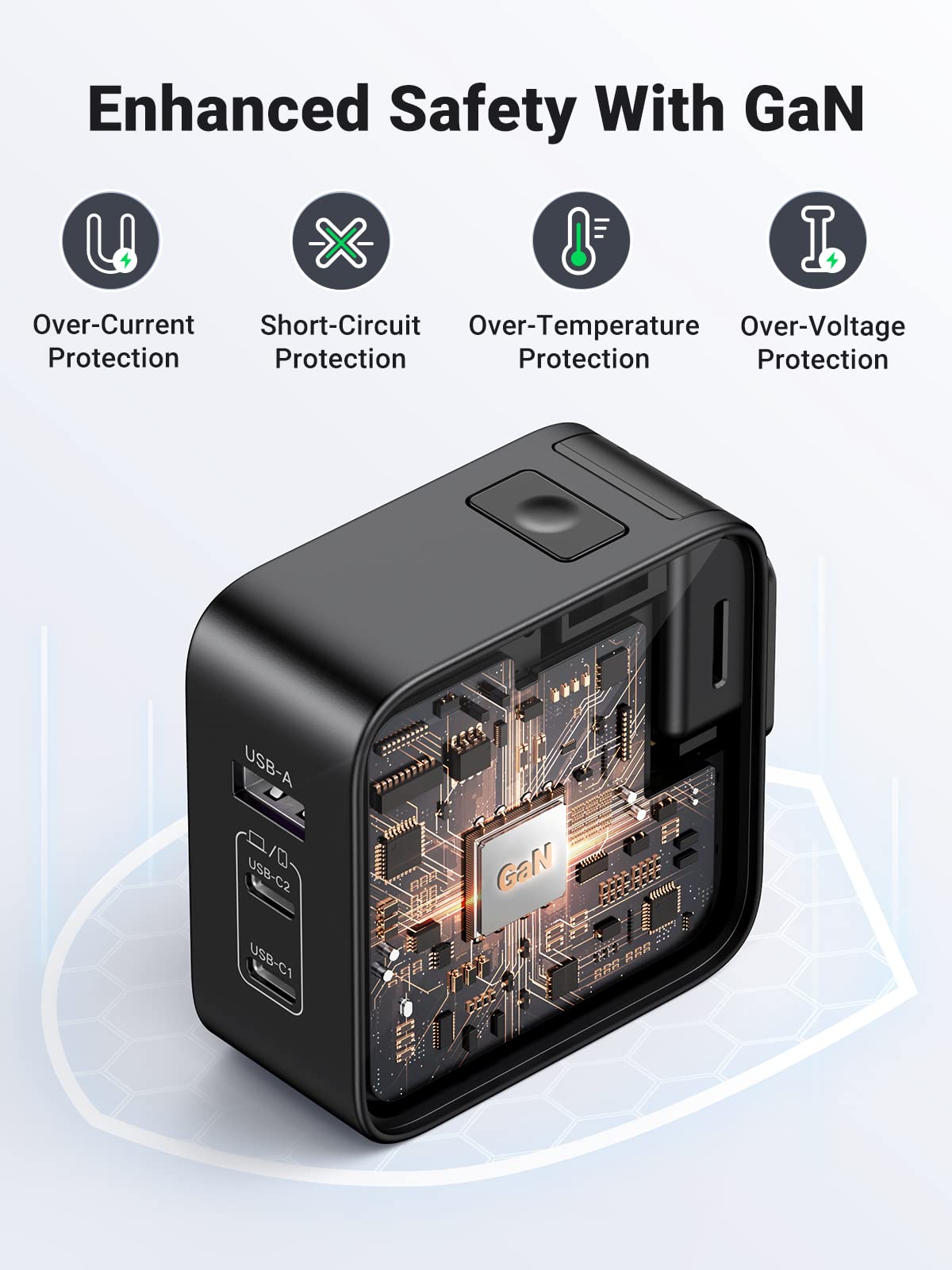 UGREEN Nexode 65W 3-Port GaN Travel Charger with US/UK/EU Plugs