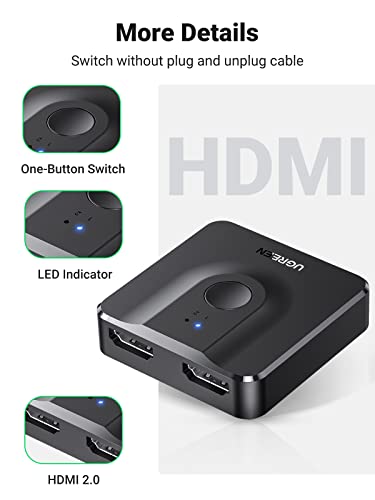 UGREEN 4K@60Hz Bi-Directional HDMI Switch & Splitter 2-in-1