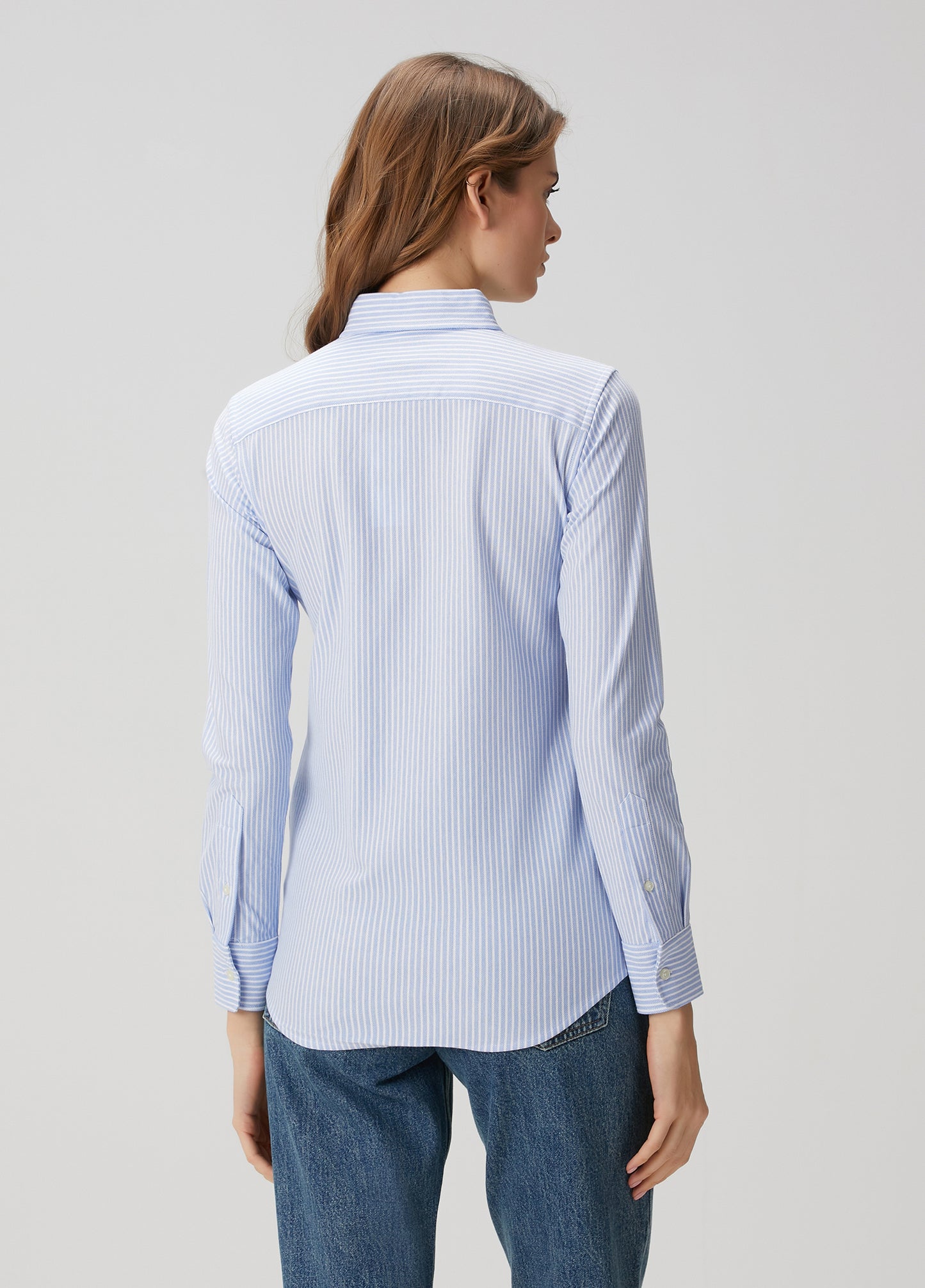 Polo Ralph Lauren Women's Custom Fit Blue Striped Oxford Cotton Shirt