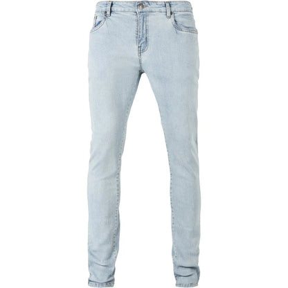 Men's Urban Classics Slim Fit Denim Jeans with Zipper Details Blue