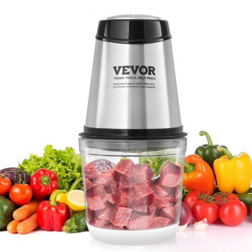 VEVOR 400W Electric Food Processor Meat Grinder with 4-Wing Stainless Steel Blades
