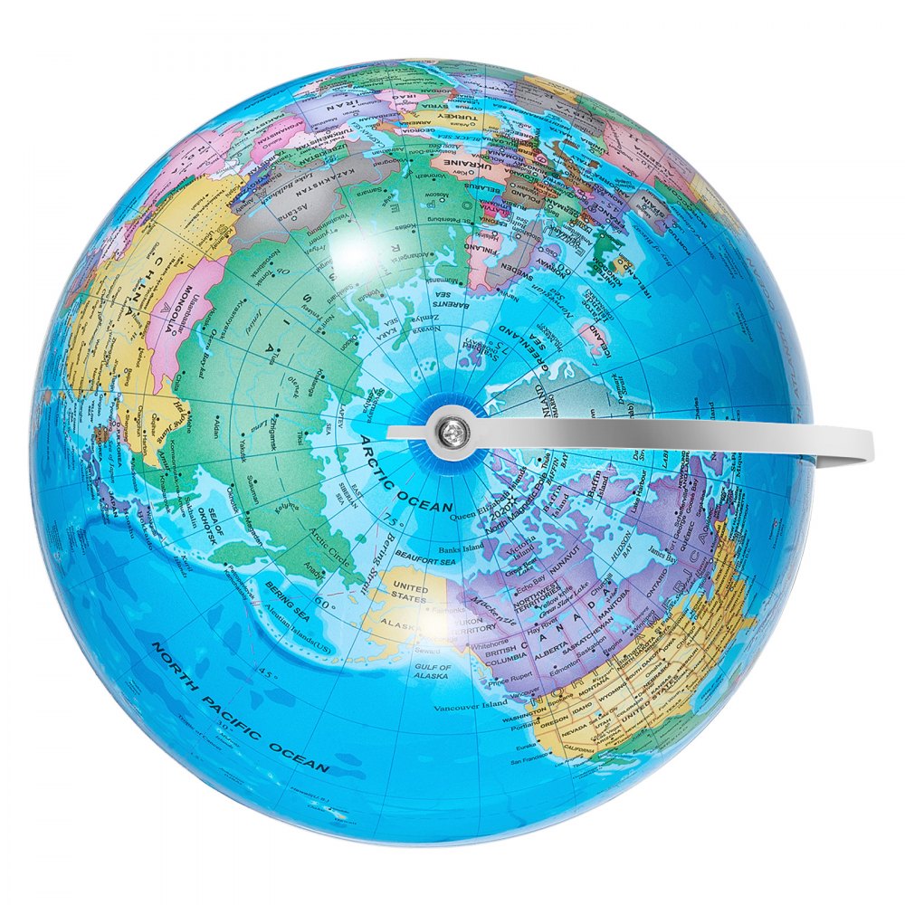 VEVOR 8-Inch Educational Rotating World Globe with Stand, Time Zone, ABS Material