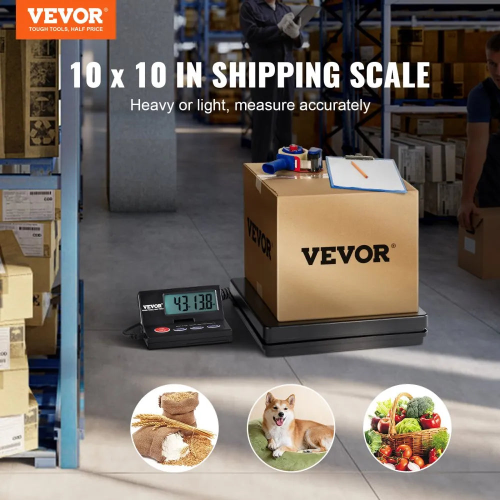 VEVOR 110lb Digital Shipping Scale with Foldable LCD, Timer, Tare