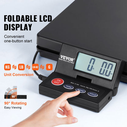 VEVOR 110lb Digital Shipping Scale with Foldable LCD, Timer, Tare