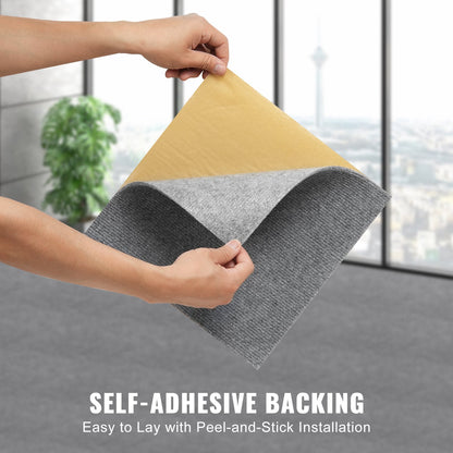 VEVOR Carpet Tiles Peel and Stick 12" x 12" Light Gray (12 Tiles)