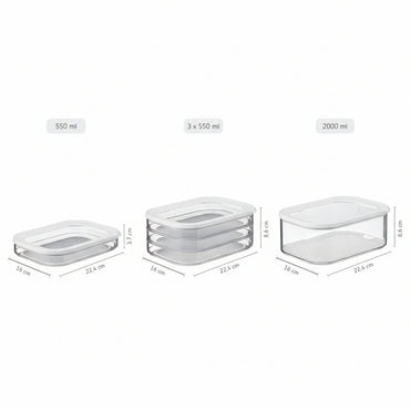 Mepal Modula 550/3 White Stackable Meat Cuts Storage Box Clear Lid