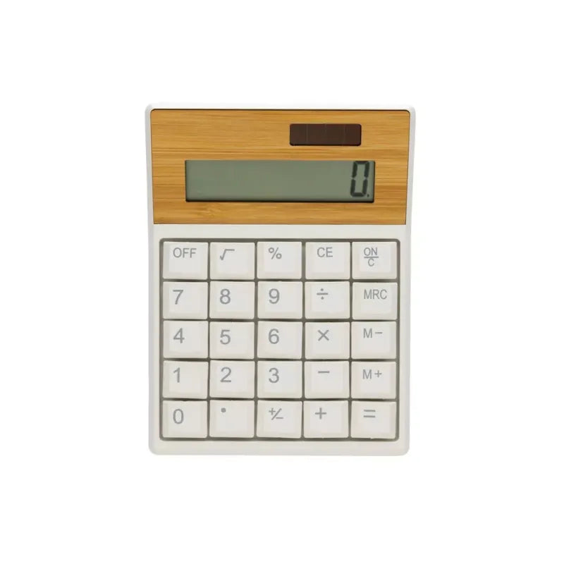Sustainable 8-Digit Solar Calculator Recycled Plastic Bamboo Eco-Friendly Office Essential