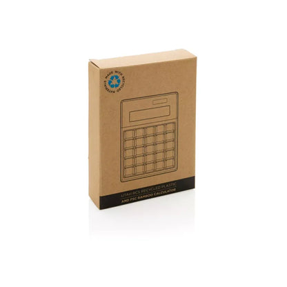Sustainable 8-Digit Solar Calculator Recycled Plastic Bamboo Eco-Friendly Office Essential