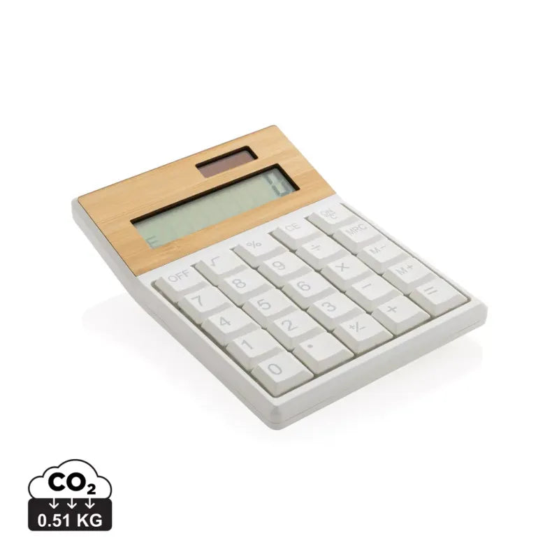 Sustainable 8-Digit Solar Calculator Recycled Plastic Bamboo Eco-Friendly Office Essential