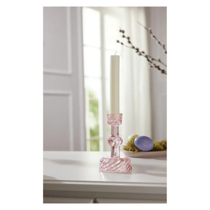 Livarno home Elegant Red Glass Candlestick Holder