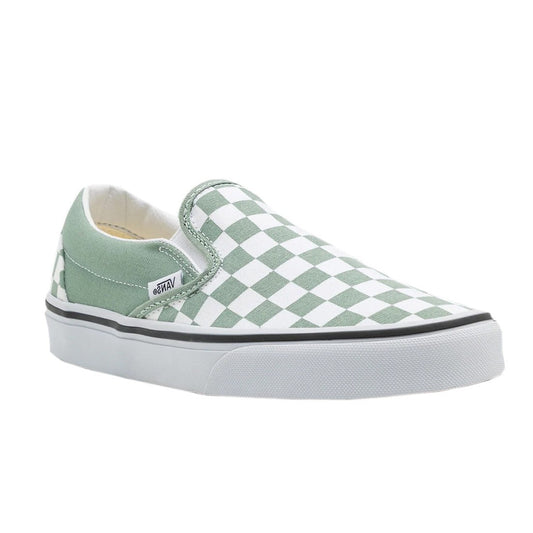 Vans Classic Slip-On Checkerboard Iceberg Green Skate Shoes for Comfort
