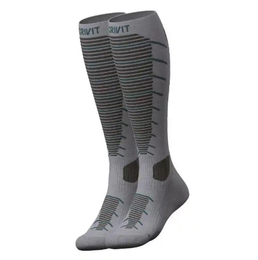 CRIVIT Wool Knee-High Socks grey with green strips