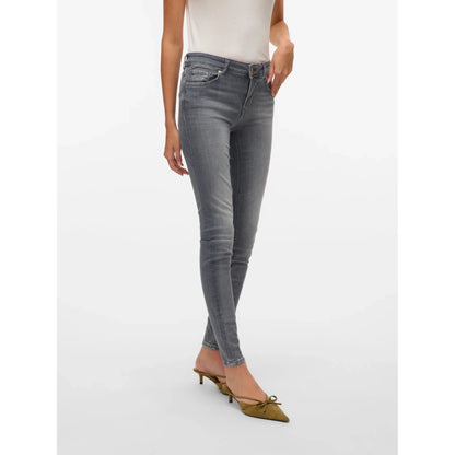 Vero Moda Embrace Gray Skinny Fit Jeans - Comfortable Stretch Denim