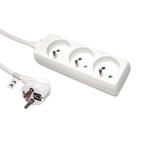 3m 3-Socket Power Strip 230V 10A, Czech E Sockets, White
