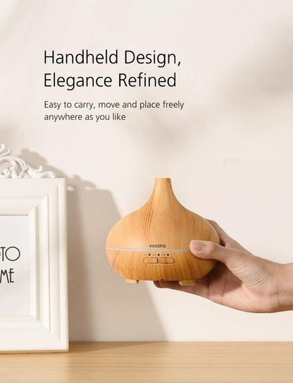 VicTsing HM057B Ultrasonic Oil Diffuser 150ml Wood Grain
