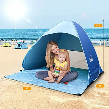 Qomolo Pop Up Beach Tent: Portable Automatic Anti-UV 50+ Sun Shade for Babies - Gomix Brands Outlet