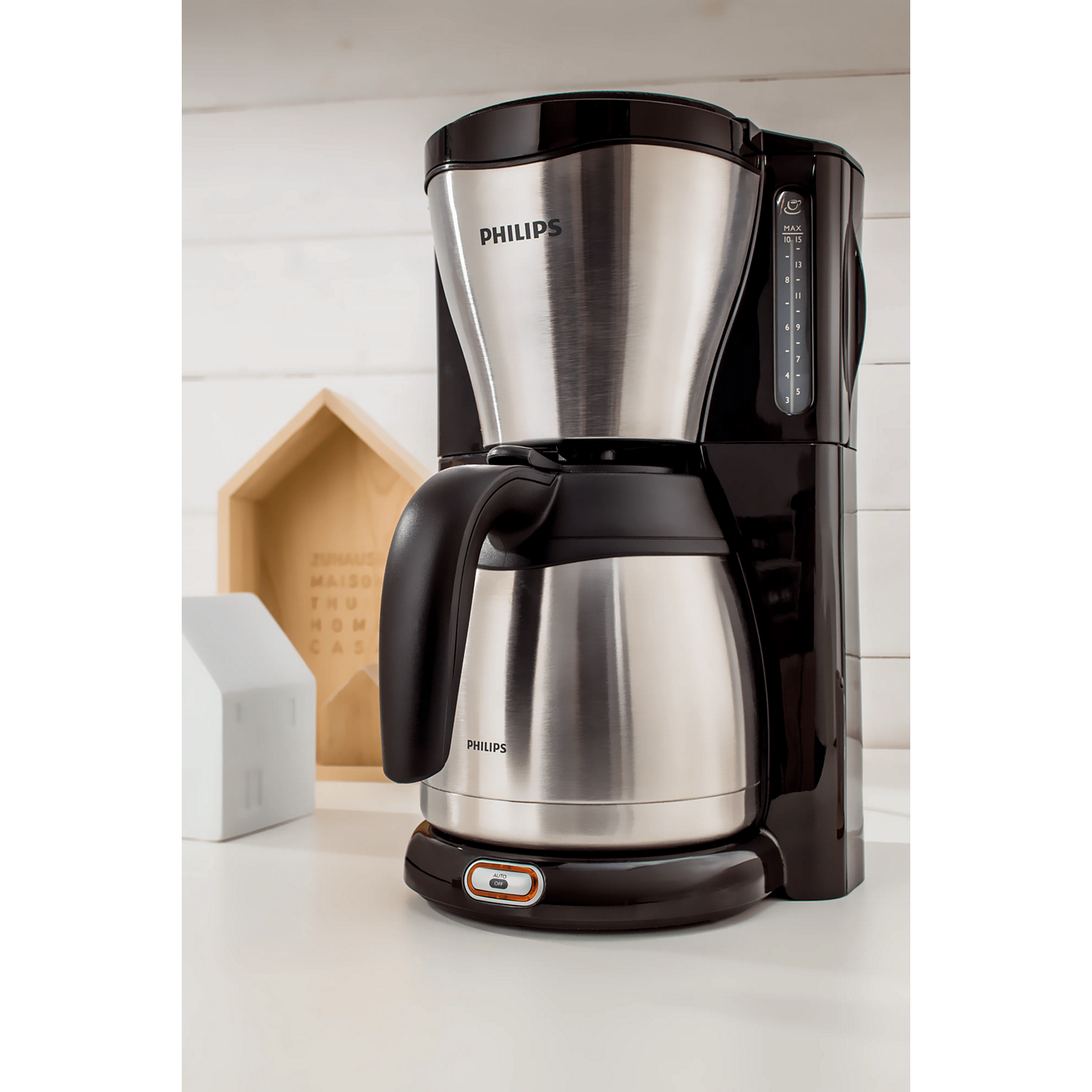Philips Café Gaia Drip Filter Coffee Machine Thermal Jug Black Silver 1.2L