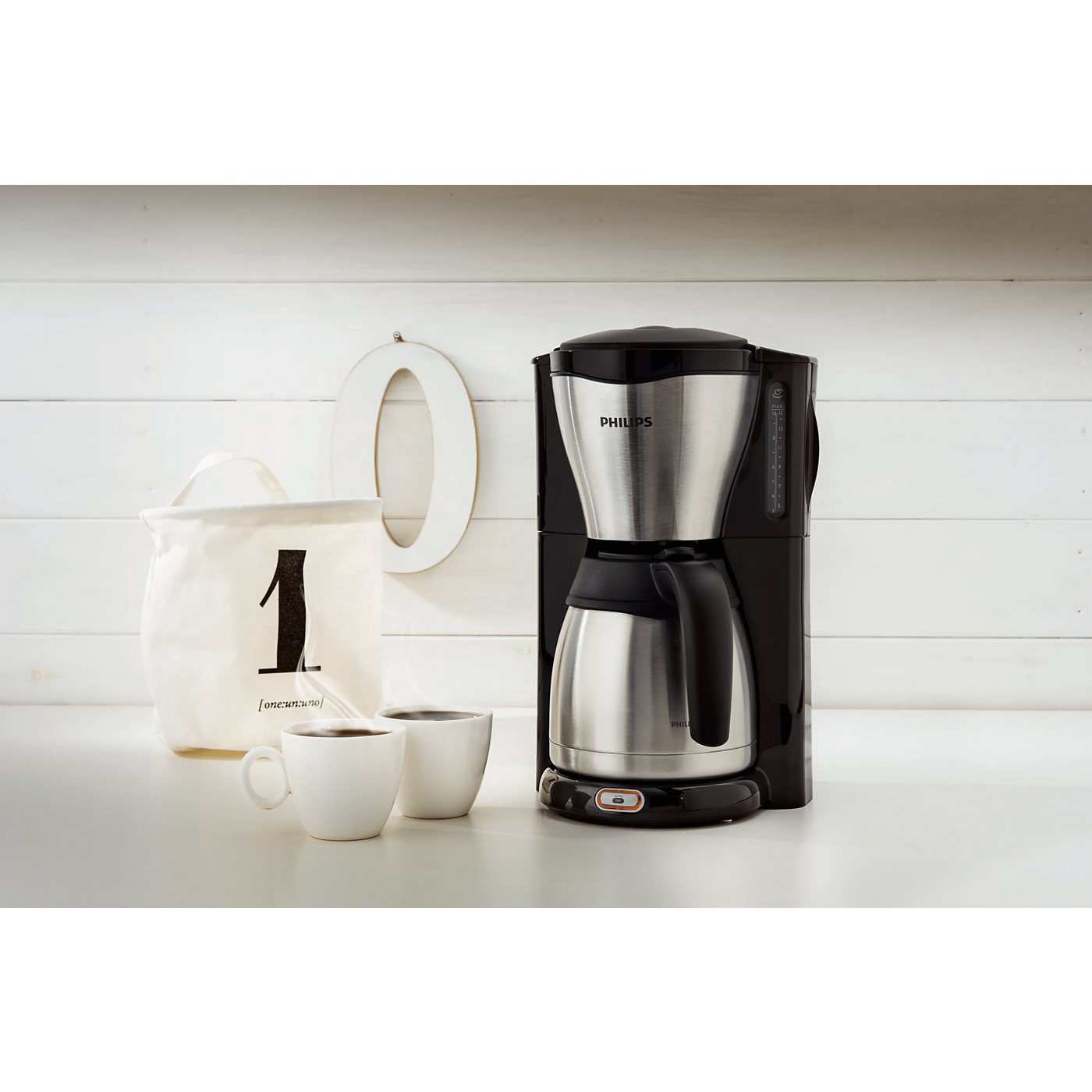 Philips Café Gaia Drip Filter Coffee Machine Thermal Jug Black Silver 1.2L