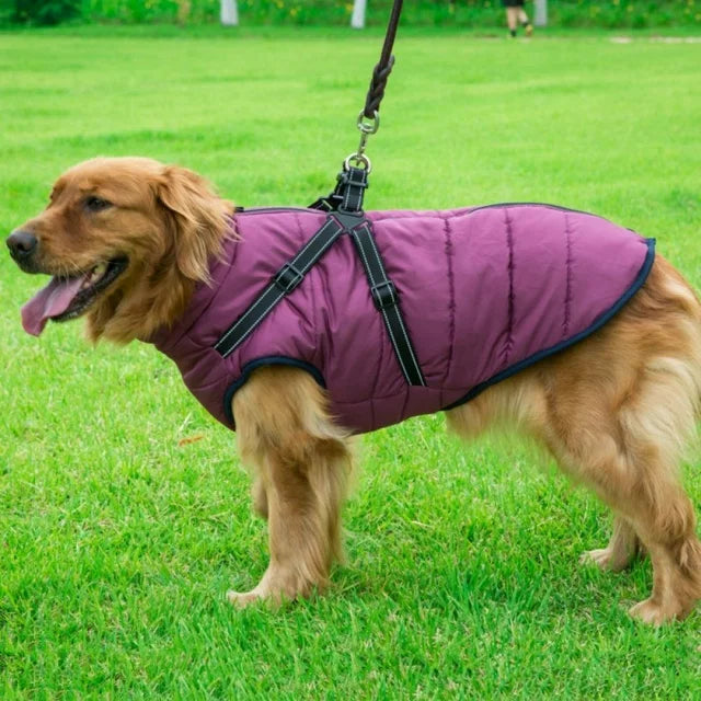 V.PET.B.R Dog Winter Coat - Warm Fleece Dog Vest with Built-in Harness